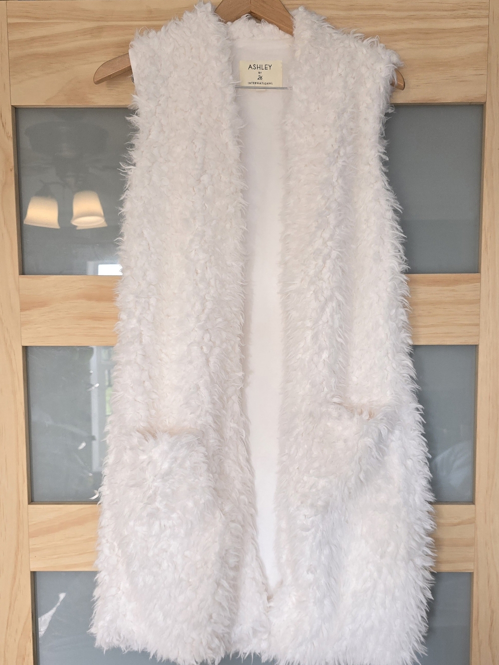 Ashley By 26 International Faux Fur Sleeveless Long Vest - Soft White
